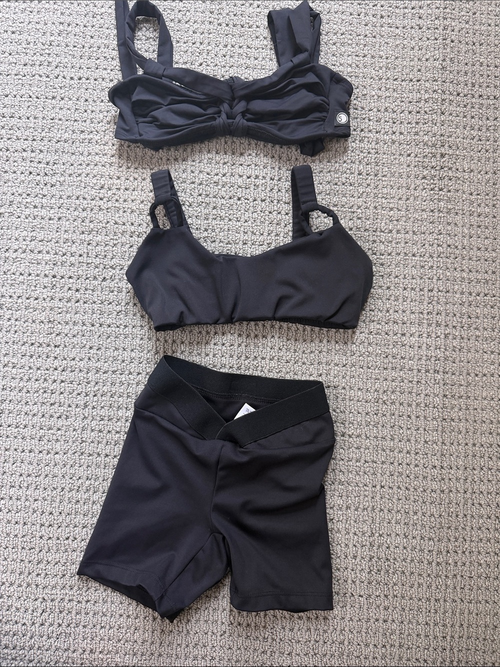 FIVE Black Active Bikini Top + Sports Bra + High-Waist Dance Set
